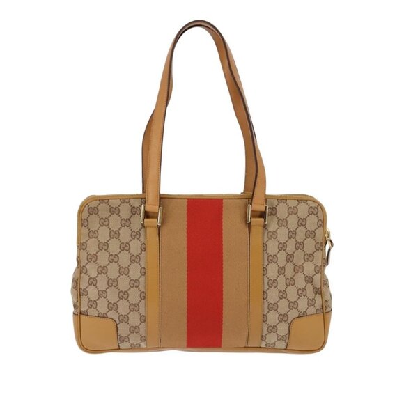 GUCCI GG Canvas Sherry Line Shoulder Bag Beige Gold 000 0849 2684 Auth 144368 - Picture 3 of 16